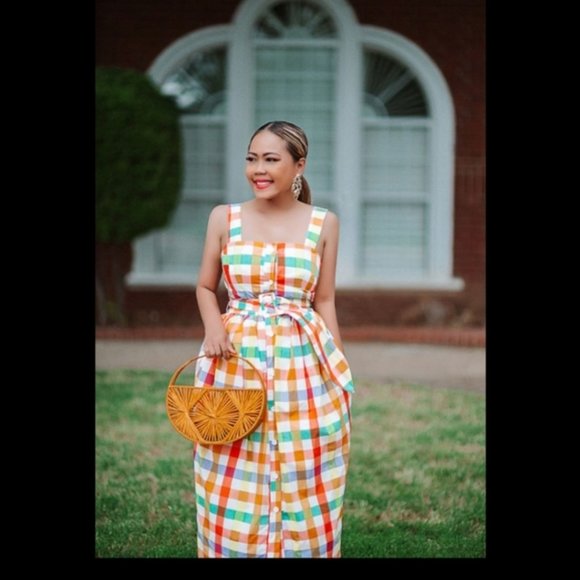 NWT  Christopher John Plaid Rogers Button Front MIdi Dress 2 - Picture 9 of 10